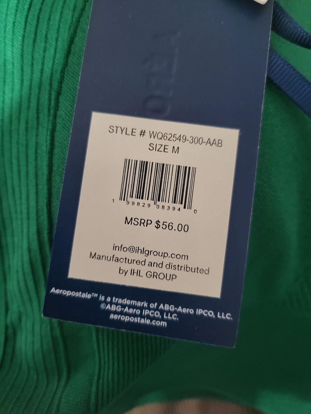 Aeropostale Green And Black Front-Zip Racerback Sports Bra Top - Picture 4 of 4
